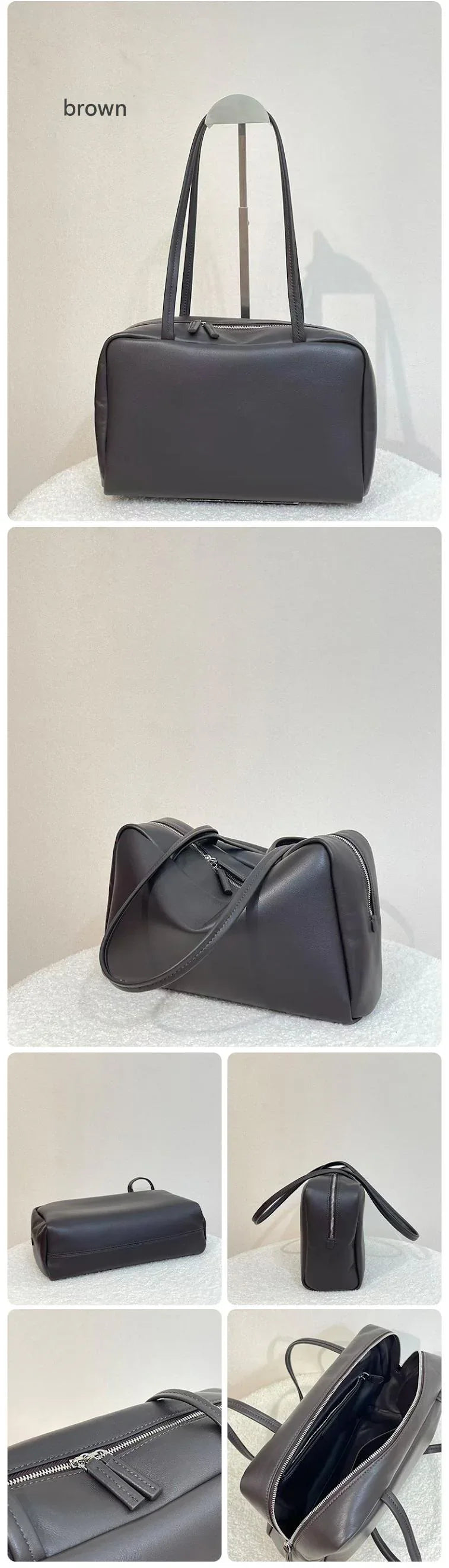 Women’s Genuine Leather Boston Bowling Shoulder Bag