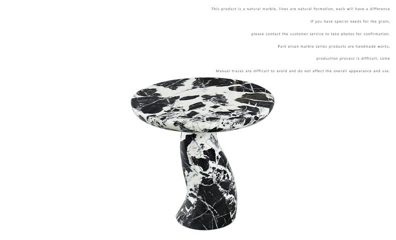 Modern Scandinavian Black Marble Round Side Table