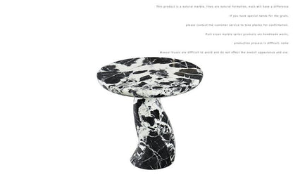 Modern Scandinavian Black Marble Round Side Table