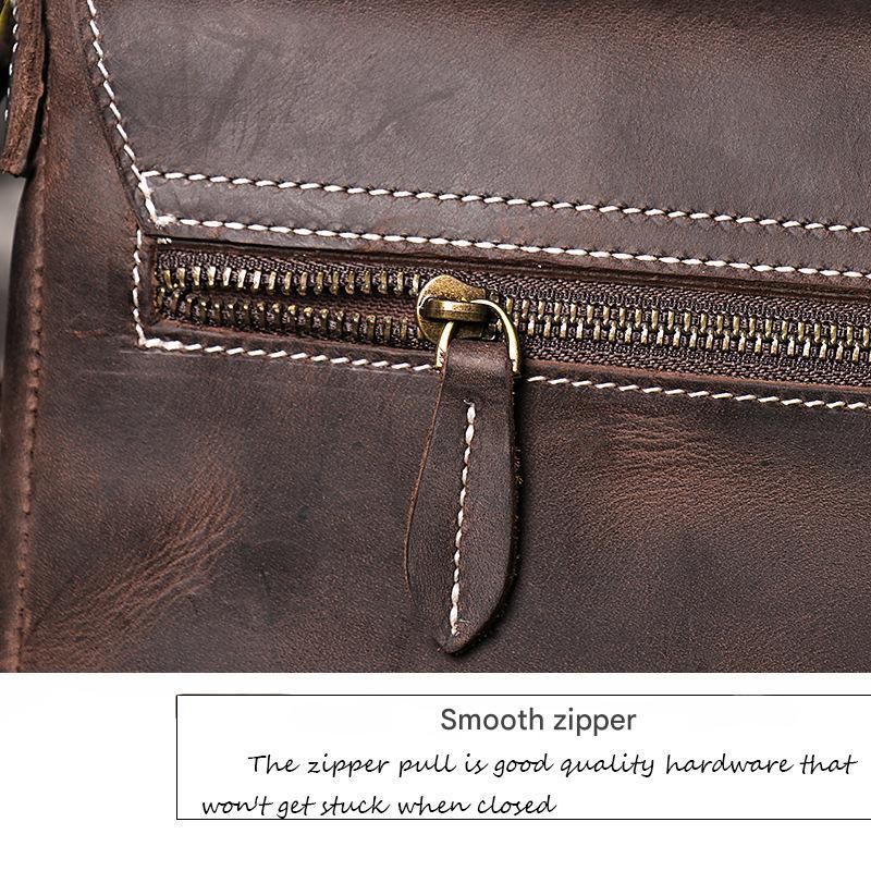 Retro crazy horse leather crossbody shoulder bag