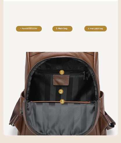 Women Genuine Leather Office Laptop Backpack