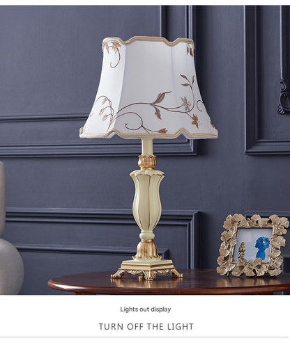 European retro resin fabric bedside table lamp