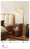 Japanese vintage arc floor lamp with fabric shade