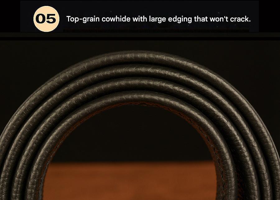 Men’s Full-Grain Leather Belt with Gold Tiger Buckle
