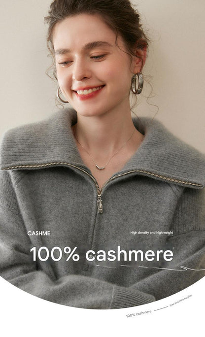 Women’s Half-Zip Cashmere Polo Collar Sweater