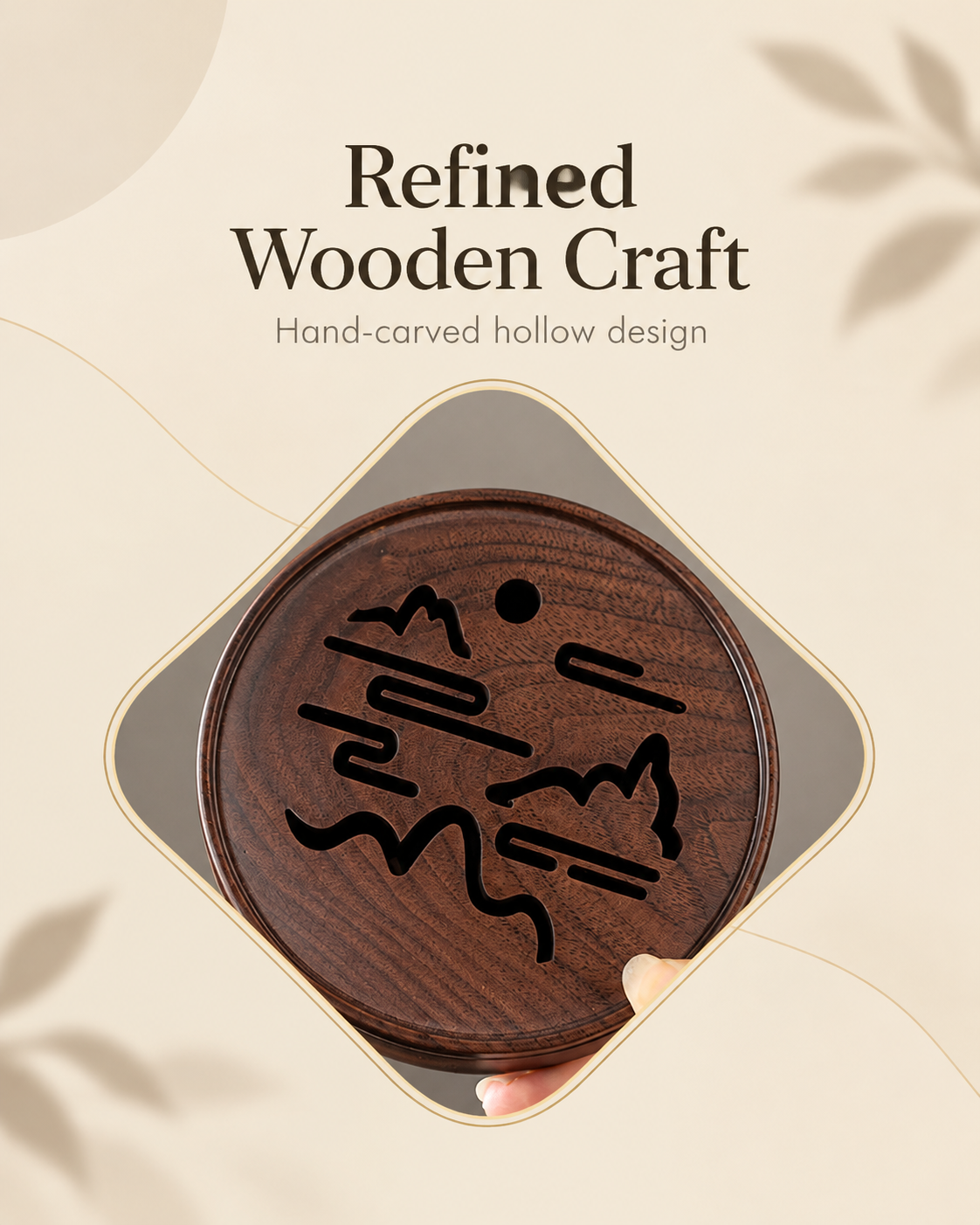 Wooden Incense Burner with Decorative Lid for Coil Use