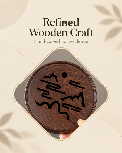 Wooden Incense Burner with Decorative Lid for Coil Use