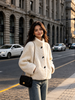 Women's Shearling Jacket with Stand Collar Short Winter Style 3 Small