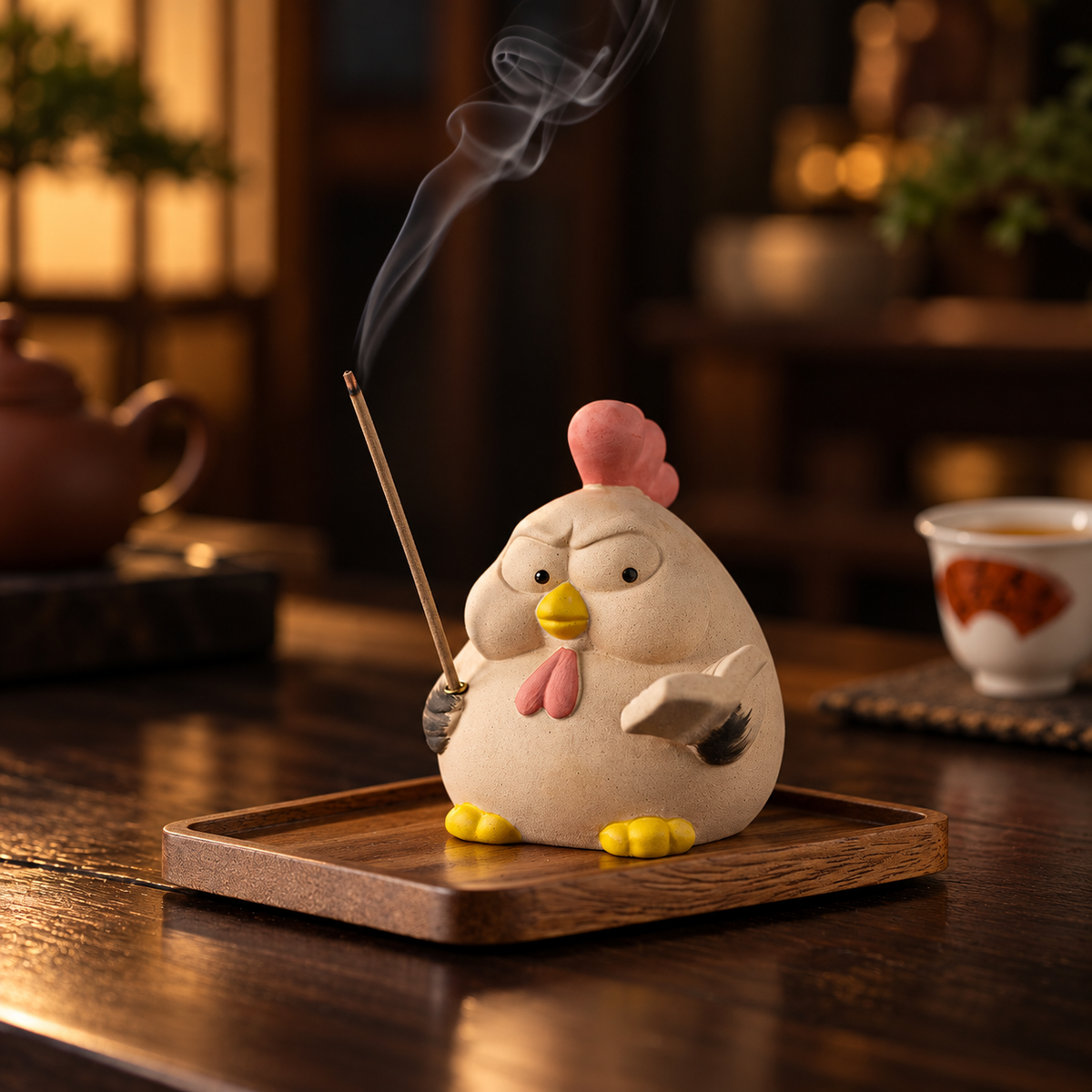 Stick Incense Holder Cute Ceramic Chicken Tabletop Decor