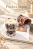 Natural Marble Goblet Candle Holder with Rounded Stem and Red Veining