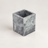Square Marble Candle Holder with Geometric Cube Design and Stone Veining 3