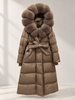 Fur Collar Jacket for Women Long Down Coat with Fox Trim