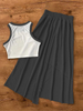 women casual vest skirt set breathable summer midi outfit