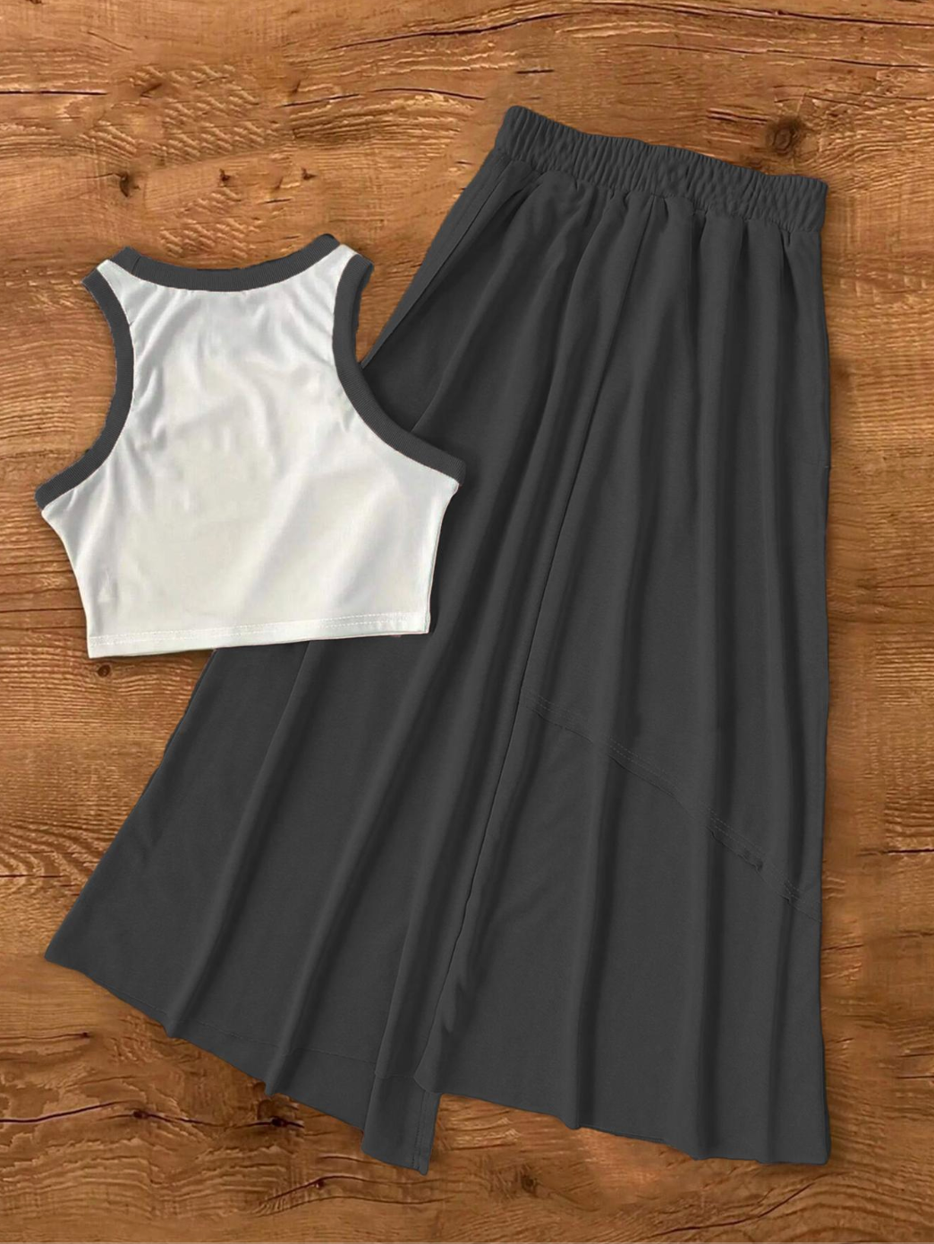 women casual vest skirt set breathable summer midi outfit