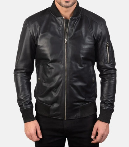 minimal leather jacket black mens