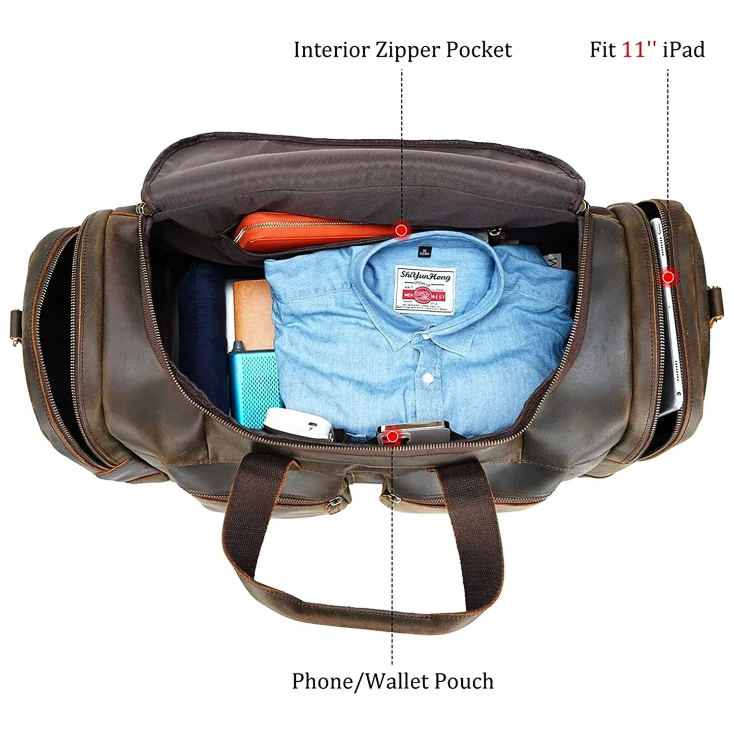 Genuine Leather Travel Duffel Bag