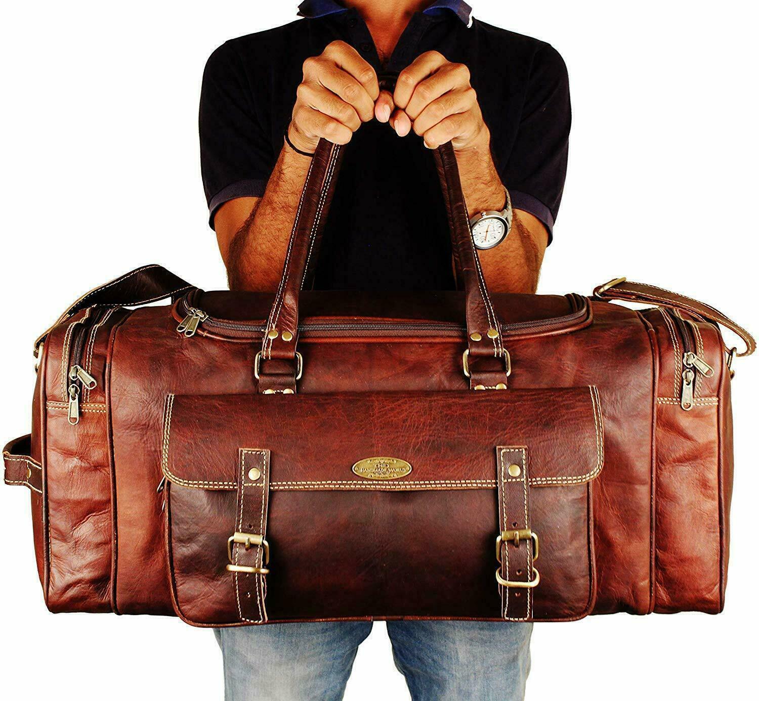 Extra Large Genuine Leather Travel Bag for Men
