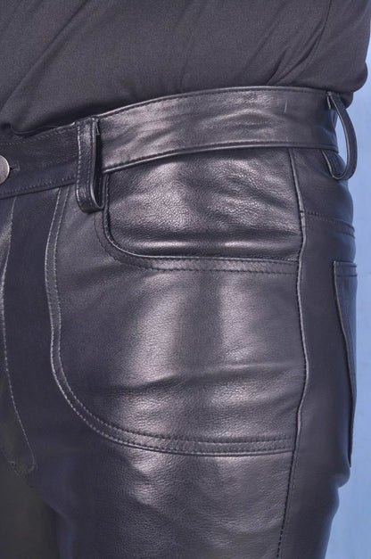 Men's Genuine Leather Motorcycle Pants Trouser