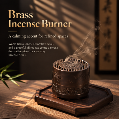 Incense Burner in Brass with Decorative Koi Lid for Home