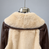 Brown Leather Jacket Women Short Winter Fur Collar Style