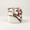 White Marble Candle Jar with Matching Lid and Natural Red Veining