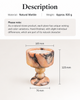 Peach Marble Pedestal Candle Holder with Rounded Stem and Dark Veining