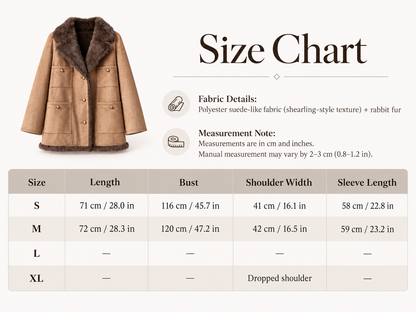 Women’s Suede Jacket Brown Fur Collar Mid-Length Winter Coat