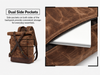 Waxed Canvas Backpack with Genuine Leather and Roll Top Design