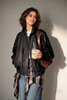 Women's Motorcycle Jacket in Oversized Genuine Sheepskin Leather