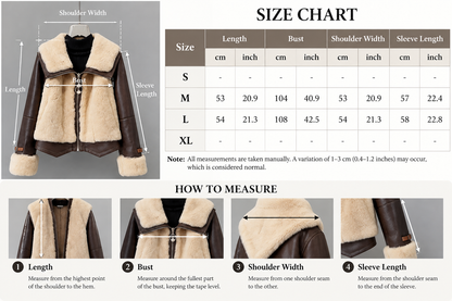 Brown Leather Jacket Women Short Winter Fur Collar Style