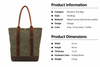 Canvas Tote Bag with Waxed Finish and Genuine Leather Handles