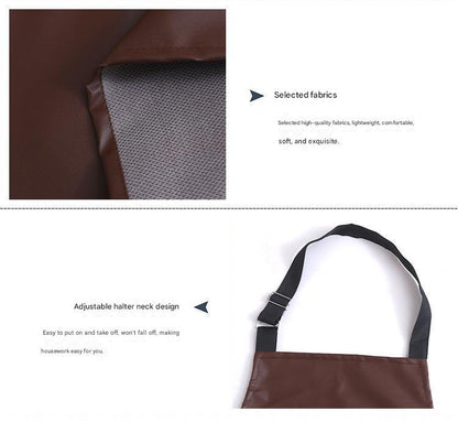 faux leather apron waterproof kitchen work wear