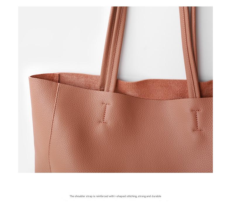 Women Genuine Leather Large Office Tote Bag With Zipper