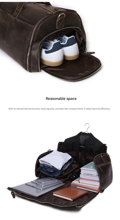 Leather Garment Duffle Bag Carry-On for Men