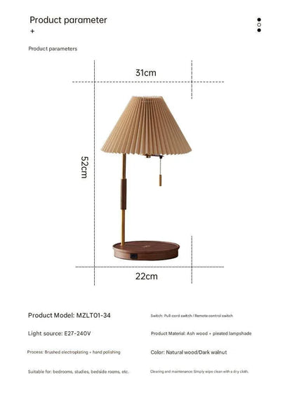 Nordic scandi wooden wireless charging table lamp