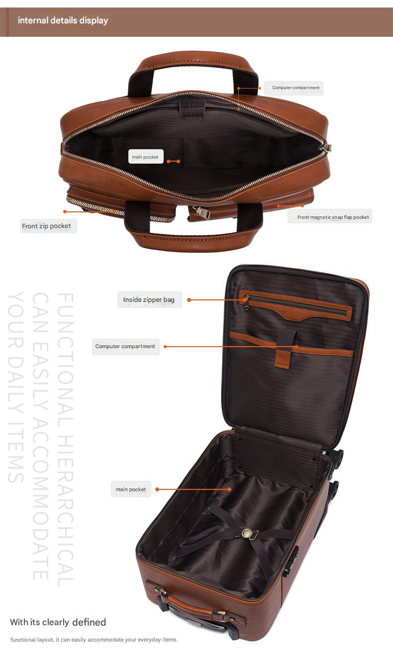 Premium Leather Trolley Suitcase Set