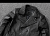 Men mid length leather trench coat jacket