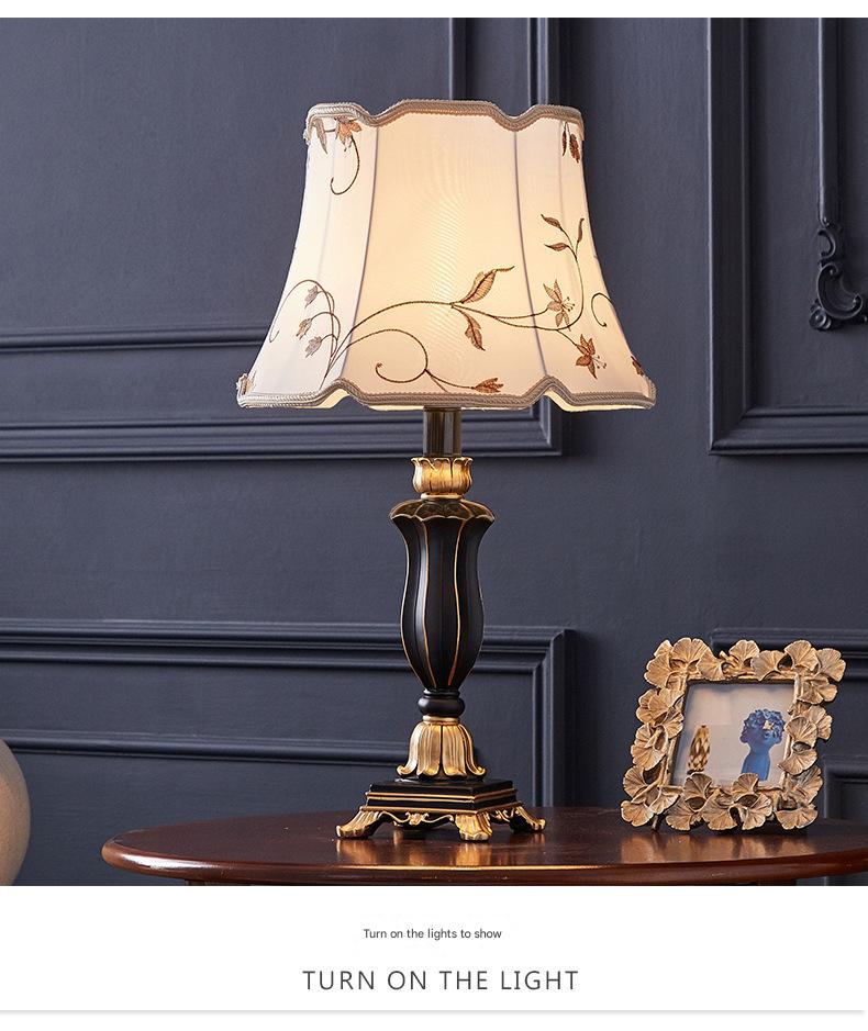 European retro resin fabric bedside table lamp