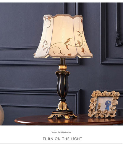 European retro resin fabric bedside table lamp