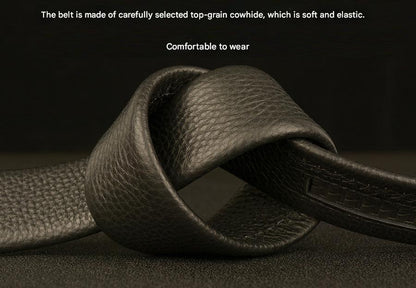 Men’s Cowhide Leather Belt with Rhinestone Dragon Buckle