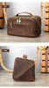 Women Leather Makeup Bag Crazy Horse Leather Toiletry Case
