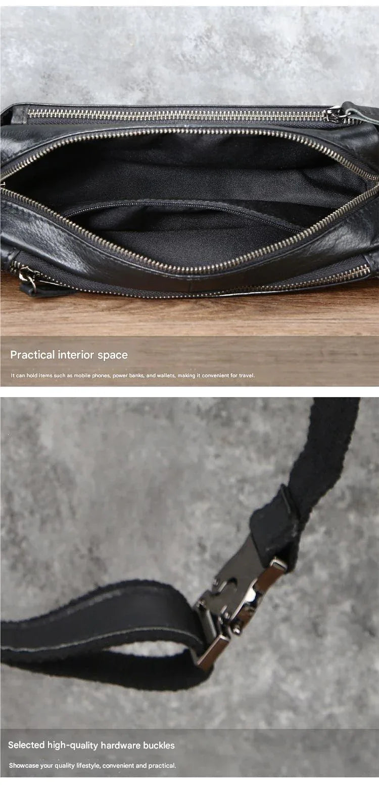 Men’s Top-Grain Leather Crossbody Waist Bag