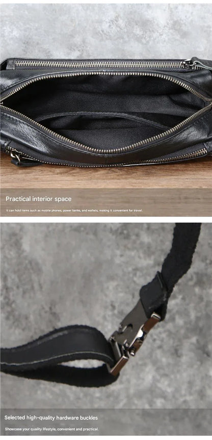 Men’s Top-Grain Leather Crossbody Waist Bag