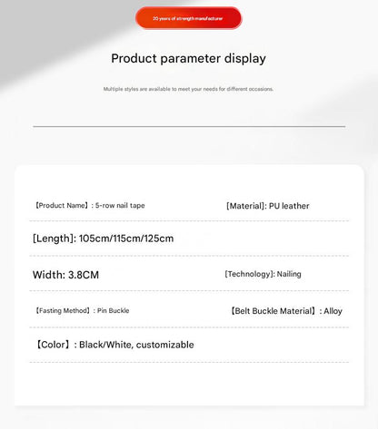 Five row rivet wide faux leather belt