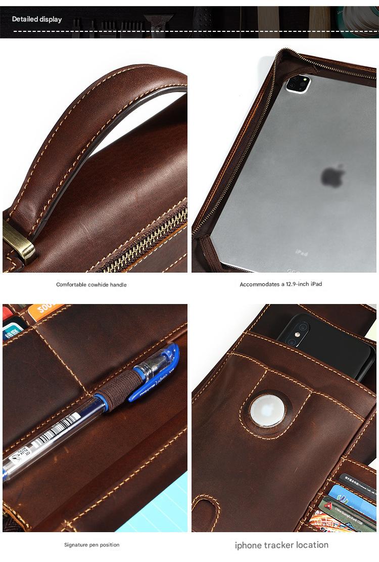 Crazy Horse Leather Laptop Sleeve Portfolio Organizer