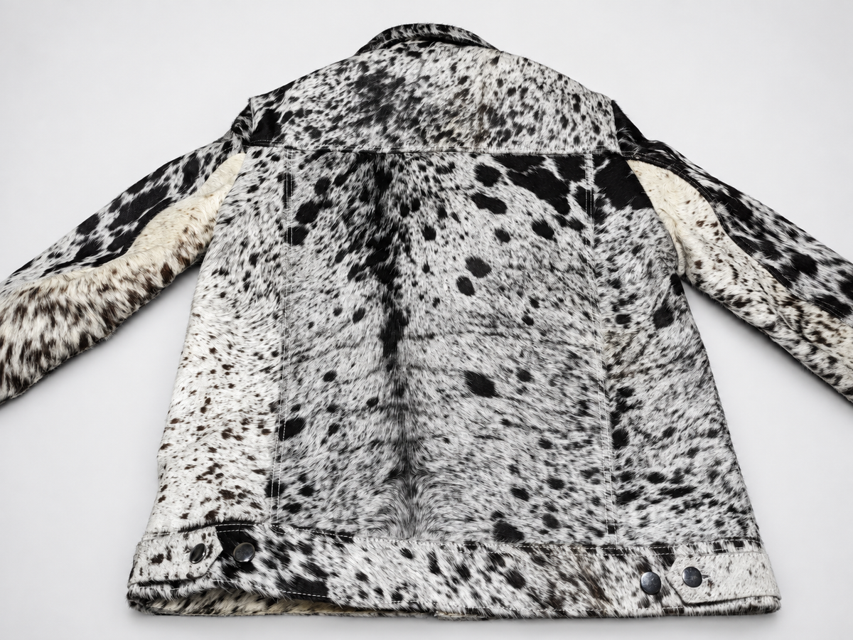 Men Cowhide Jacket in Real Hair On Hide Trucker Style