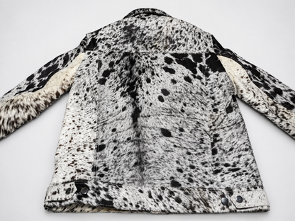Men Cowhide Jacket in Real Hair On Hide Trucker Style