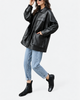 Leather Jacket With Pockets for Women in Oversized Black Fit