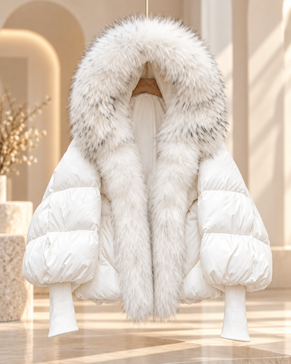 Women’s Down Jacket with Fur Collar and Relaxed Hooded Fit 5 S