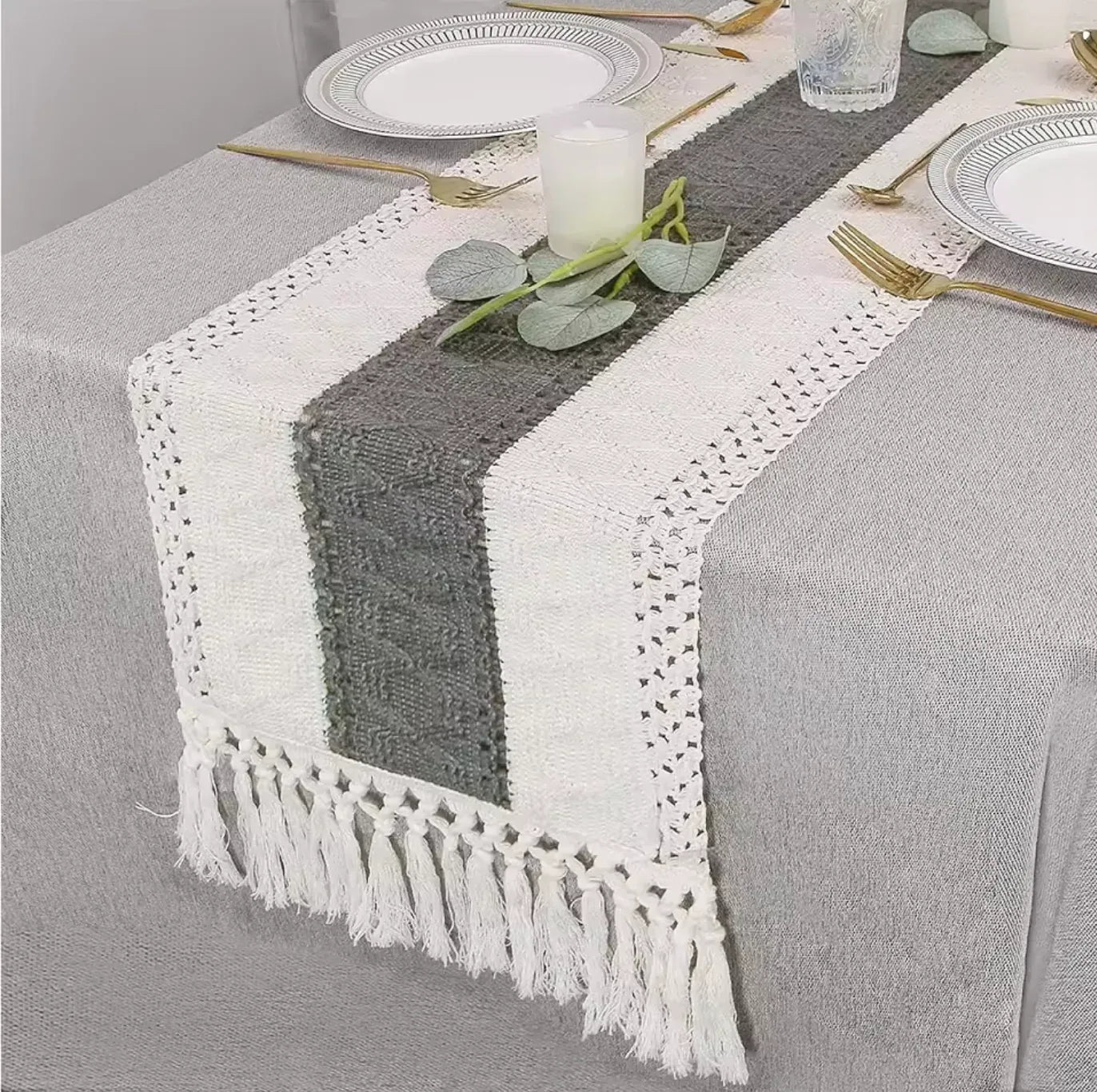 Jacquard Cotton Boho Table Runner for Wedding Decor 5 30x160cm(11.8x63in)